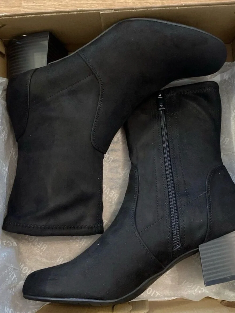Kenneth Cole Reaction Road stretch Booties Block Heel Boots size 9.5 M